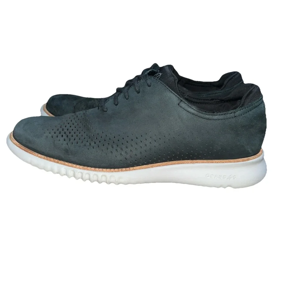Cole Haan Shoes Men's 9.5 M Blue Leather‎ Laser Wingtip Oxfords C23807